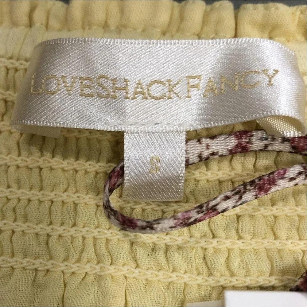 LoveShackFancy Smocked‎ Ruffle Mini Skirt Yellow Womens 8 Cottagecore NWT